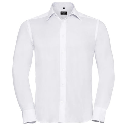 White - Front - Russell Collection Mens Ultimate Tailored Long-Sleeved Shirt