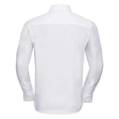 White - Back - Russell Collection Mens Ultimate Tailored Long-Sleeved Shirt