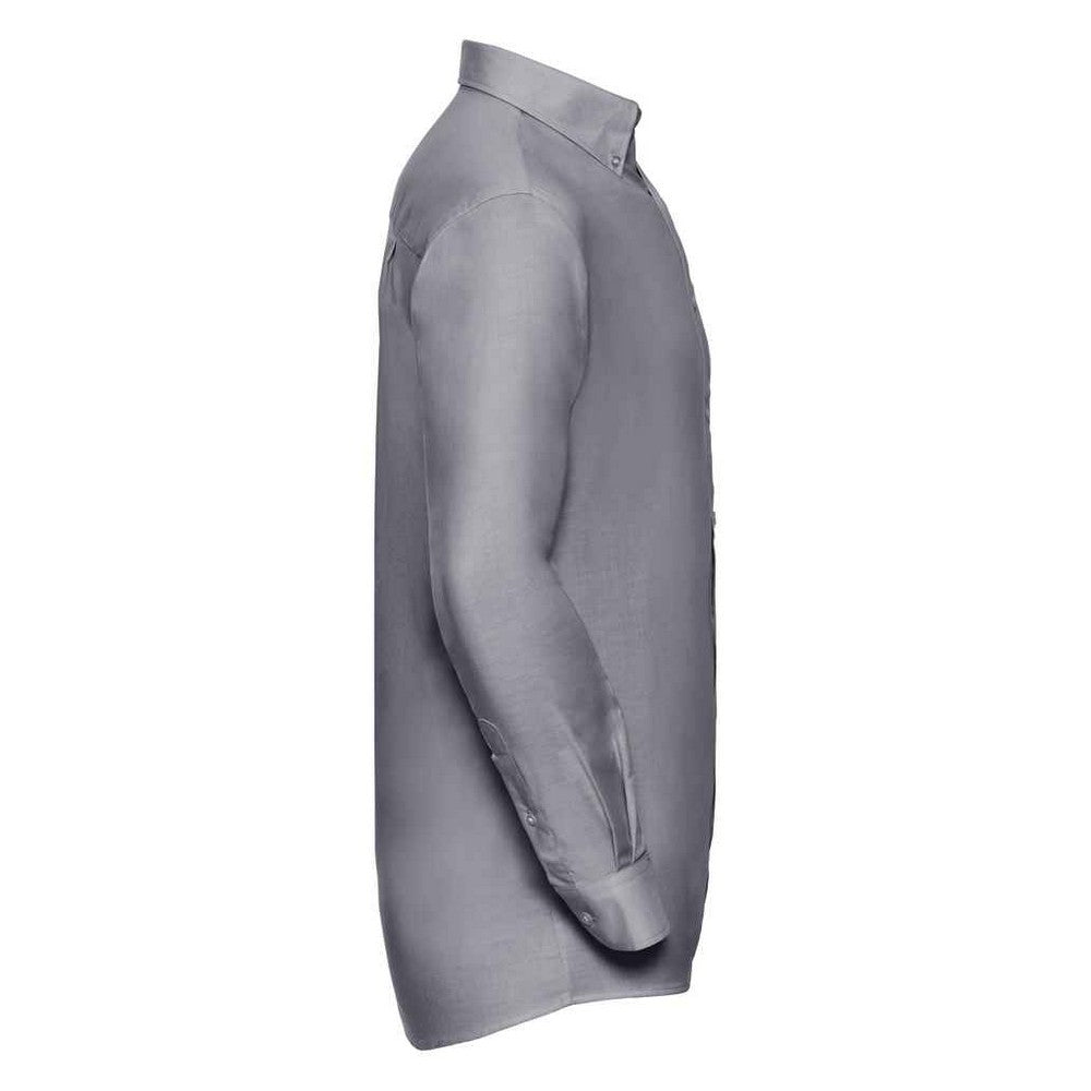 Silver - Side - Russell Collection Mens Oxford Long-Sleeved Formal Shirt