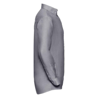 Silver - Side - Russell Collection Mens Oxford Long-Sleeved Formal Shirt