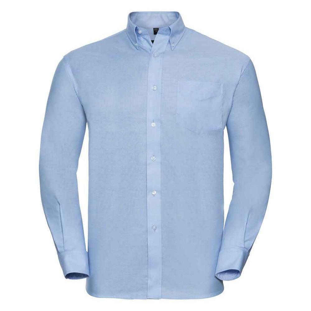 Oxford Blue - Front - Russell Collection Mens Oxford Long-Sleeved Formal Shirt