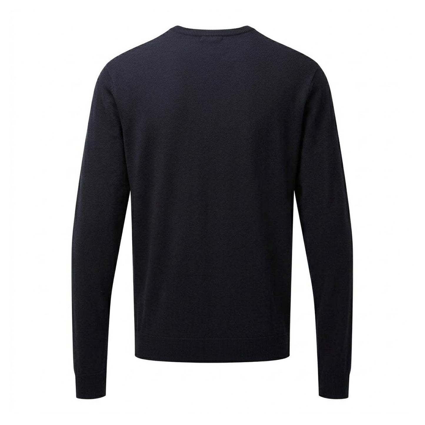 Navy - Back - Premier Mens Knitted Cotton Crew Neck Sweatshirt