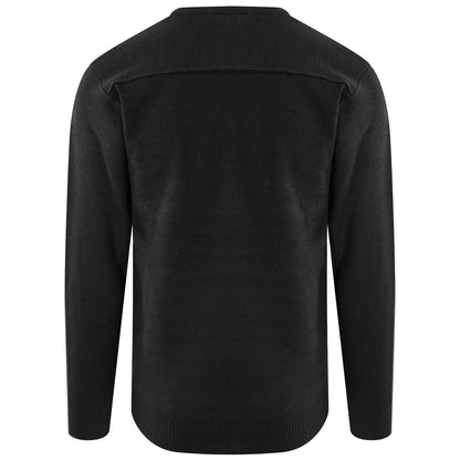 Black - Back - PRO RTX Mens Acrylic V Neck Sweatshirt