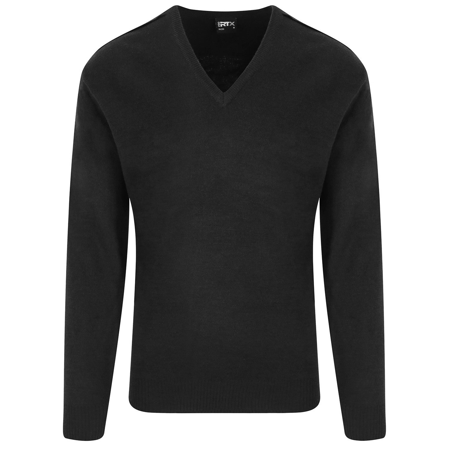 Black - Front - PRO RTX Mens Acrylic V Neck Sweatshirt