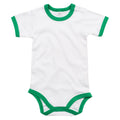 White-Kelly Green - Front - Babybugz Baby Ringer Bodysuit