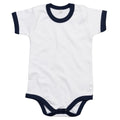 White-Nautical Navy - Front - Babybugz Baby Ringer Bodysuit