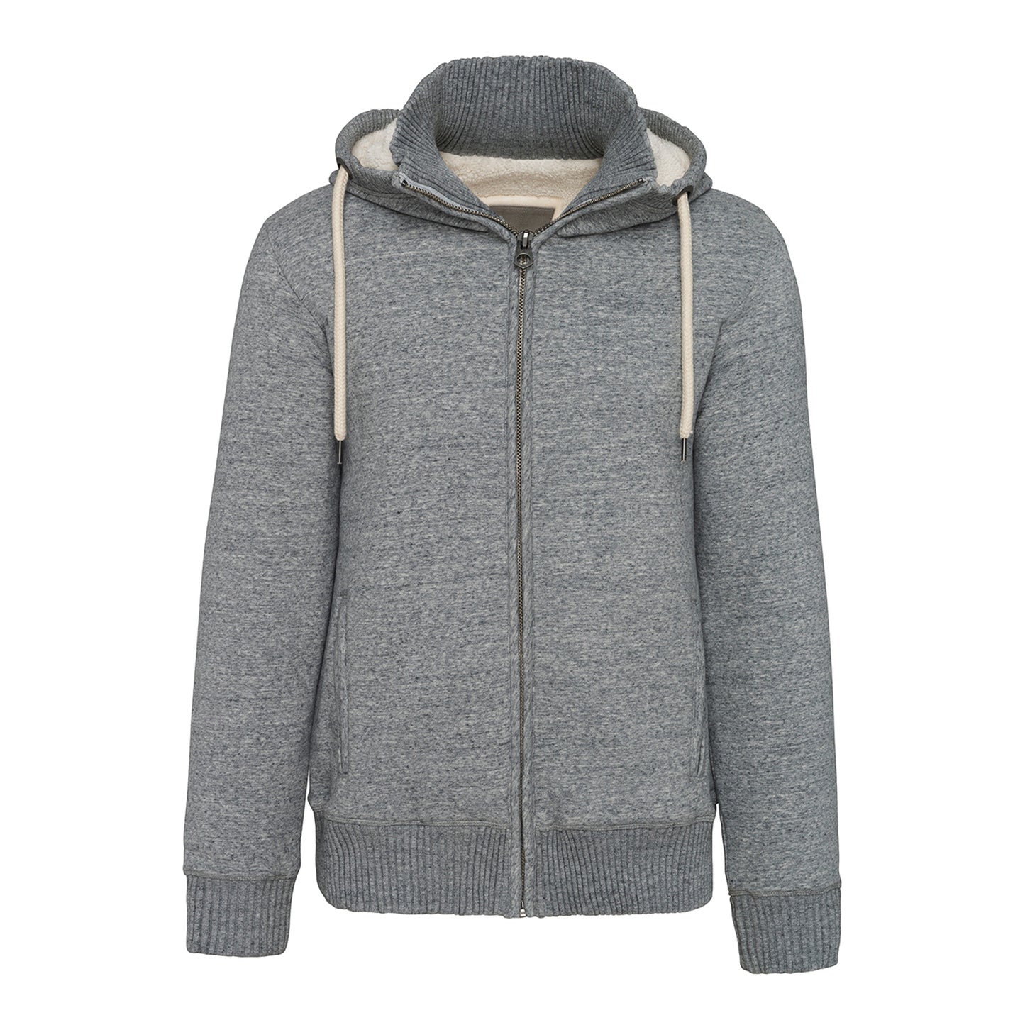 Slub Grey - Front - Kariban Mens Vintage Heather Sherpa Lined Fleece Jacket