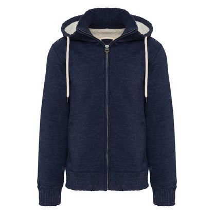 Night Blue - Front - Kariban Mens Vintage Heather Sherpa Lined Fleece Jacket