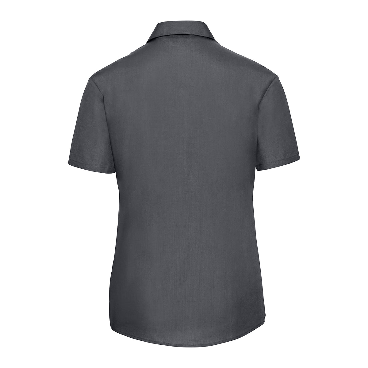 Convoy Grey - Back - Russell Collection Womens-Ladies Poplin Easy-Care Short-Sleeved Shirt
