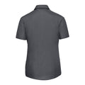 Convoy Grey - Back - Russell Collection Womens-Ladies Poplin Easy-Care Short-Sleeved Shirt