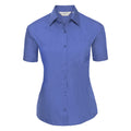 Corporate Blue - Front - Russell Collection Womens-Ladies Poplin Easy-Care Short-Sleeved Shirt
