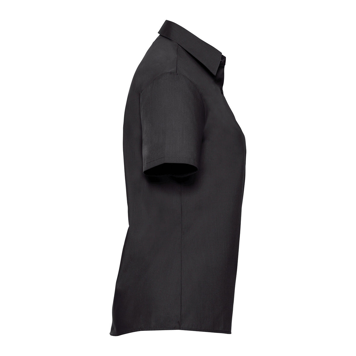 Black - Side - Russell Collection Womens-Ladies Poplin Easy-Care Short-Sleeved Shirt