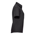 Black - Side - Russell Collection Womens-Ladies Poplin Easy-Care Short-Sleeved Shirt