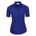 Bright Royal Blue - Front - Russell Collection Womens-Ladies Poplin Easy-Care Short-Sleeved Shirt