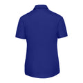 Bright Royal Blue - Back - Russell Collection Womens-Ladies Poplin Easy-Care Short-Sleeved Shirt