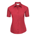 Classic Red - Front - Russell Collection Womens-Ladies Poplin Easy-Care Short-Sleeved Shirt