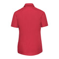 Classic Red - Back - Russell Collection Womens-Ladies Poplin Easy-Care Short-Sleeved Shirt