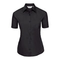 Black - Front - Russell Collection Womens-Ladies Poplin Easy-Care Short-Sleeved Shirt