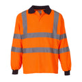 Orange - Front - Yoko Unisex Adult Safety Long-Sleeved Hi-Vis Polo Shirt