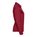 Classic Red - Side - Russell Collection Womens-Ladies Poplin Easy-Care Long-Sleeved Shirt