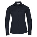French Navy - Front - Russell Collection Womens-Ladies Poplin Easy-Care Long-Sleeved Shirt