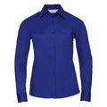 Bright Royal Blue - Front - Russell Collection Womens-Ladies Poplin Easy-Care Long-Sleeved Shirt