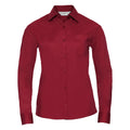 Classic Red - Front - Russell Collection Womens-Ladies Poplin Easy-Care Long-Sleeved Shirt