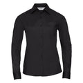 Black - Front - Russell Collection Womens-Ladies Poplin Easy-Care Long-Sleeved Shirt
