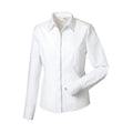 White - Back - Russell Collection Womens-Ladies Poplin Easy-Care Fitted Long-Sleeved Shirt