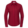 Classic Red - Front - Russell Collection Womens-Ladies Poplin Easy-Care Fitted Long-Sleeved Shirt