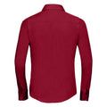 Classic Red - Back - Russell Collection Womens-Ladies Poplin Easy-Care Fitted Long-Sleeved Shirt