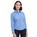 Corporate Blue - Back - Russell Collection Womens-Ladies Poplin Easy-Care Fitted Long-Sleeved Shirt