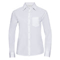 White - Front - Russell Collection Womens-Ladies Poplin Easy-Care Long-Sleeved Shirt