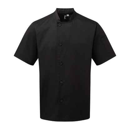 Black - Front - Premier Unisex Adult Essential Short-Sleeved Chef Jacket