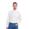 White - Back - Russell Collection Mens Oxford Easy-Care Long-Sleeved Shirt