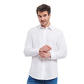 White - Back - Russell Collection Mens Poplin Easy-Care Tailored Long-Sleeved Shirt