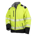 Fluorescent Yellow-Black - Front - SAFE-GUARD by Result Unisex Adult Hi-Vis Ripstop Printable Safety Soft Shell Jacket