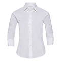 White - Front - Russell Collection Womens-Ladies Easy-Care Fitted 3-4 Sleeve Shirt