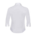 White - Back - Russell Collection Womens-Ladies Easy-Care Fitted 3-4 Sleeve Shirt