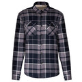 Storm Grey-Navy - Front - Kariban Mens Checked Sherpa Lined Shirt Jacket