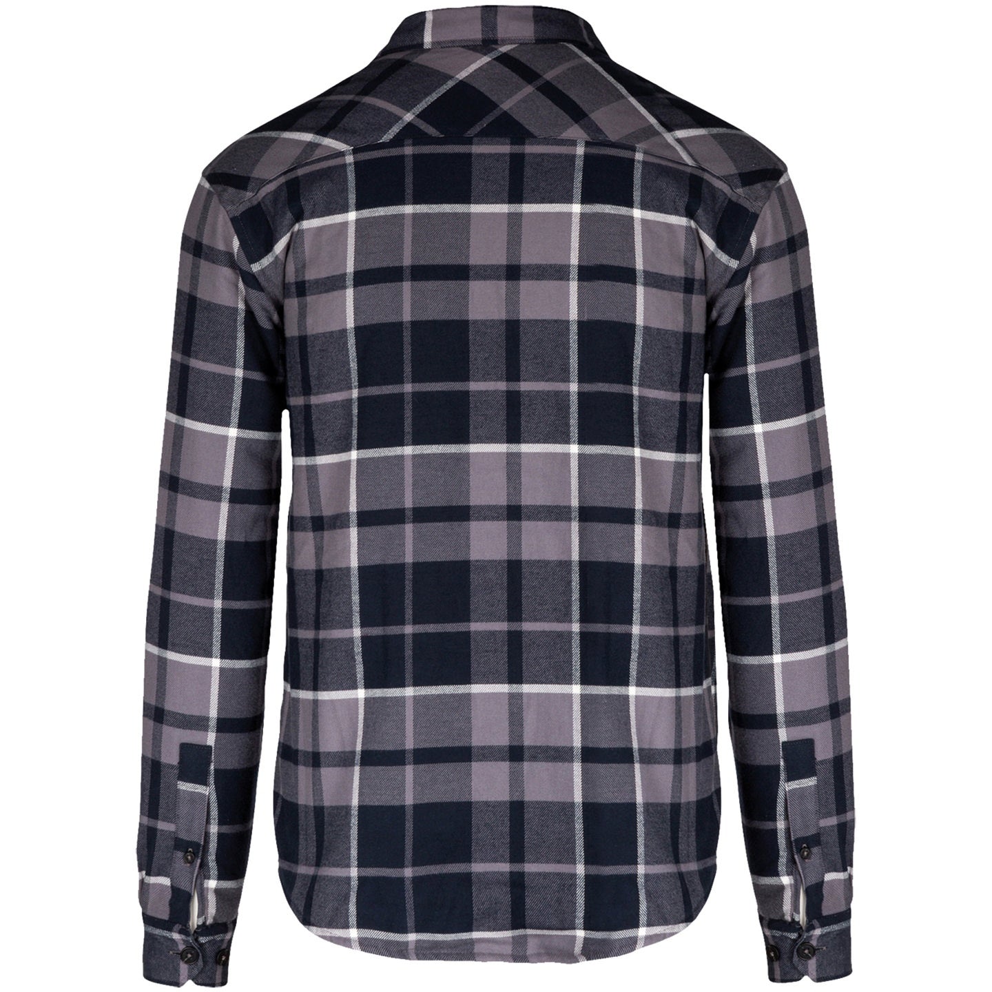 Storm Grey-Navy - Back - Kariban Mens Checked Sherpa Lined Shirt Jacket