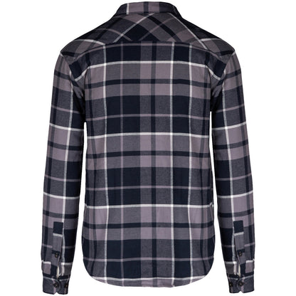 Storm Grey-Navy - Back - Kariban Mens Checked Sherpa Lined Shirt Jacket