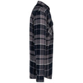 Storm Grey-Navy - Side - Kariban Mens Checked Sherpa Lined Shirt Jacket