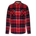 Red-Navy - Front - Kariban Mens Checked Sherpa Lined Shirt Jacket