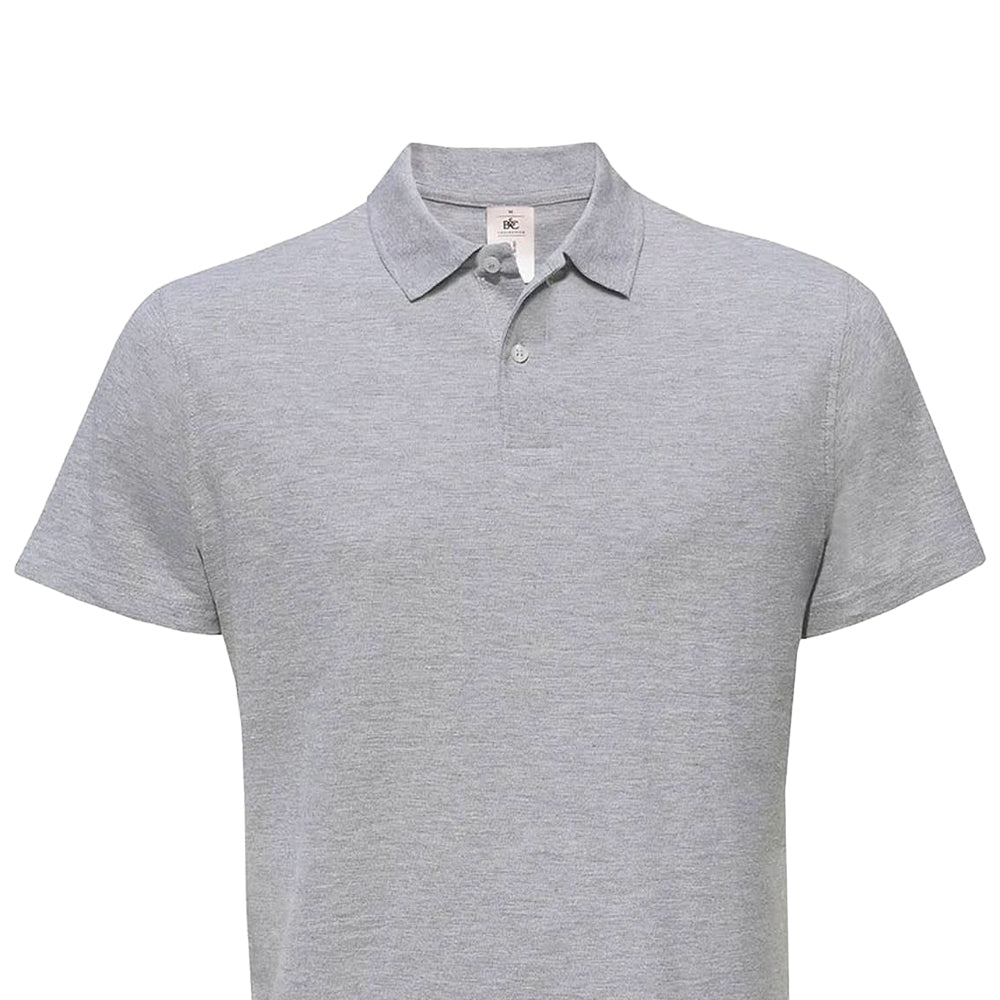 Grey - Back - B&C Mens ID.001 Heather Polo Shirt