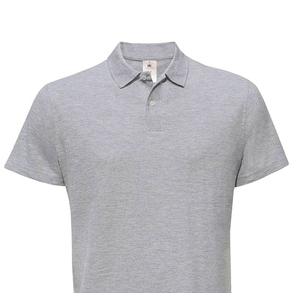Grey - Back - B&C Mens ID.001 Heather Polo Shirt