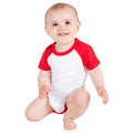 White-Navy - Side - Larkwood Baby Essential Short-Sleeved Baseball Bodysuit