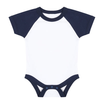 White-Red - Front - Larkwood Baby Essential Short-Sleeved Baseball Bodysuit