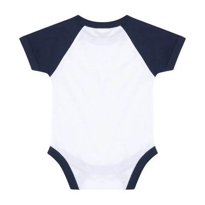 White-Red - Back - Larkwood Baby Essential Short-Sleeved Baseball Bodysuit