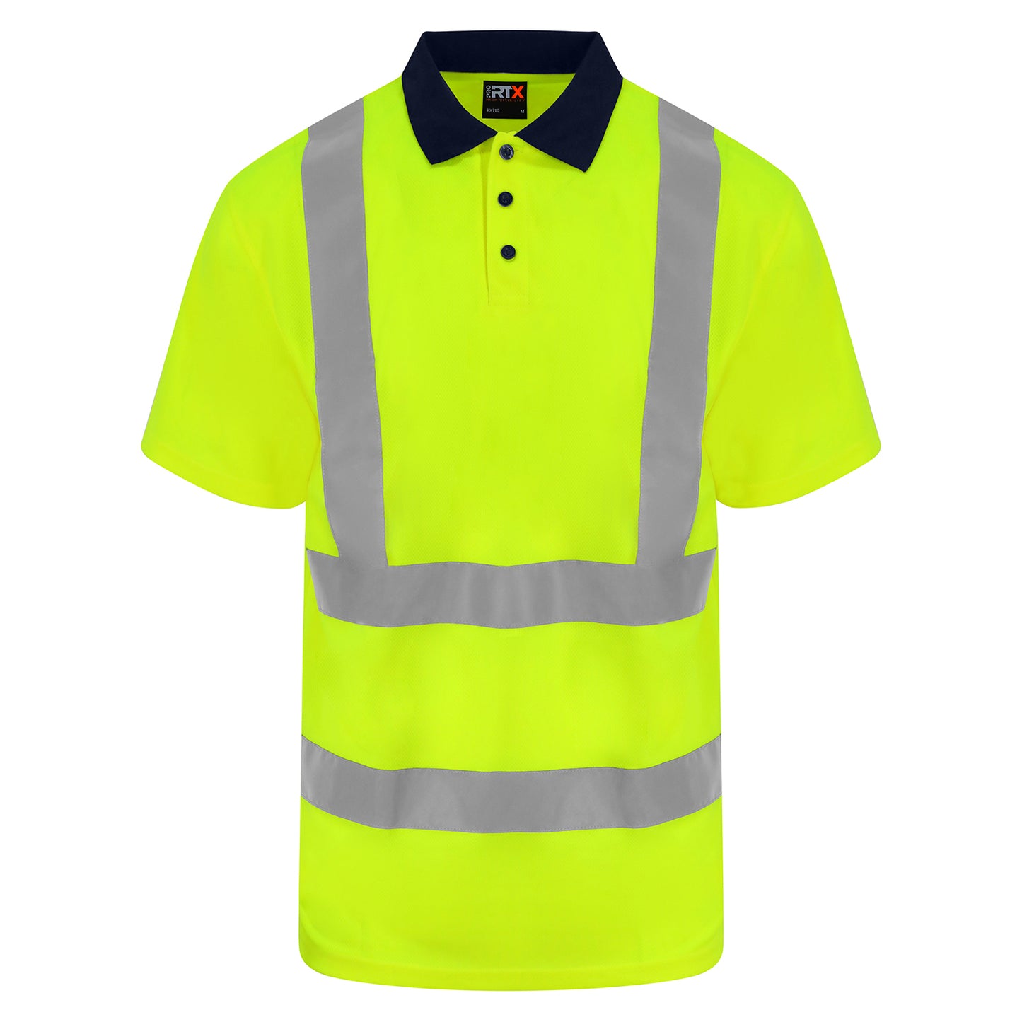 Yellow-Navy - Front - PRORTX Unisex Adult High-Vis Polo Shirt